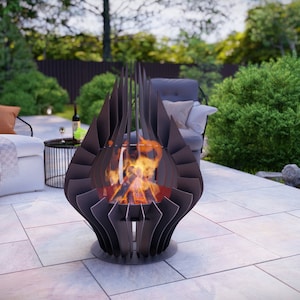 Picture - 6. Drop, welded fire pit for camping or backyard. The DXF and SVG files is ready for CNC, Plasma, Laser, Waterjet cutting. Garden Fire pit, Outdoor Fire Pit. Metal Art Decoration. DIY Metalworking Fire Pit Project Plans.