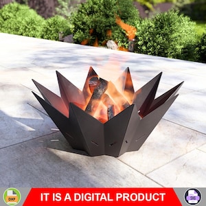 Crown Fire Pit V1. Digital product, files DXF, SVG for CNC, Plasma, Laser. Garden Fireplace, Outdoor Fire Pit, Backyard Firepit.