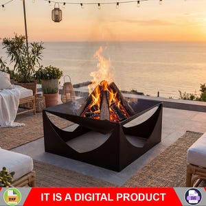 Brasero Cosmos. Producto digital, archivos DXF y SVG para CNC, plasma y láser. Chimenea de jardín, brasero exterior, brasero para patio trasero. Brasero para armar.