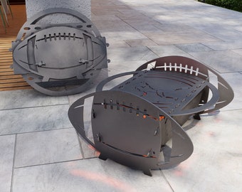 American football Fire Pit with Grill. Digital product, files DXF, SVG for CNC, Plasma, Laser. Collapsible bbq for Camping. Diy Firepit