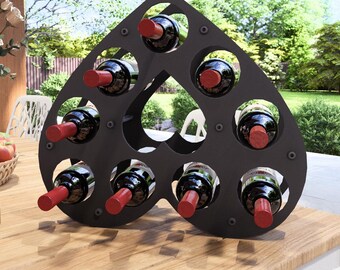 Hart wijnrek. Digitaal product, bestanden DXF, SVG voor CNC, plasma, laser. Fleswijnhouder. Champagne-opslag. Zelfgemaakt metaalwerk