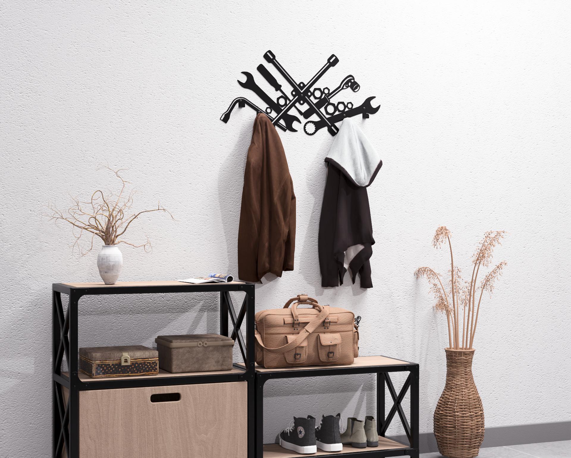 Mechanic Tools Wall Mount Coat Rack, Digital Product, Files DXF