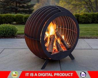 Sphere Fire Ball with legs, Digital product, files DXF, SVG for CNC, Plasma, Laser, Waterjet. Garden Fireplace, FirePit, Metal Decoration