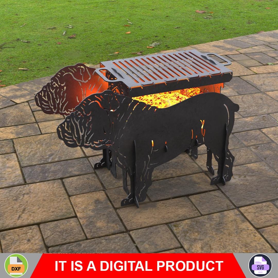 Pit In English English Bulldog Fire Pit, Digital Product, Files DXF, SVG for CNC ...