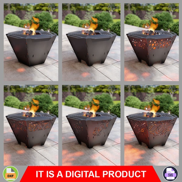 Fire Pit with Grill Pentagon 6 in 1. Digital product files DXF, SVG for CNC, Plasma, Laser. Portable bbq, Foldable Barbecue for Camping. Diy