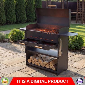 Collapsible grill with an ashtray and a lid, Digital goods, files DXF, SVG for CNC, Plasma, Laser. Collapsible FirePit, Bbq, Grill, Barbecue