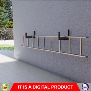 Ladder holder. Digital product, files DXF, SVG for CNC, Plasma, Laser. Fixing the ladder to the wall. Metalwork Diy
