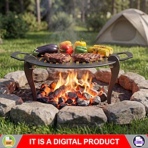 Parrilla con patas, fogata. Producto digital, archivos DXF y SVG para CNC, plasma y láser. Barbacoa portátil, parrilla plegable para acampar. Barbacoa casera.