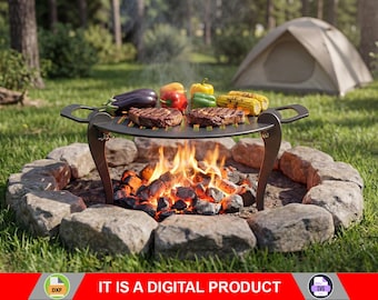 Grill on legs, Fire Pit. Digital product, files DXF, SVG for CNC, Plasma, Laser. Portable Barbecue, Foldable Grill for Camping. Diy bbq.