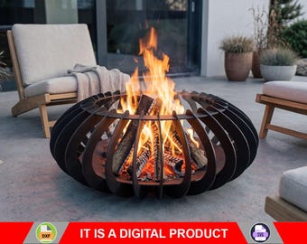 Esfera luminosa para fogata. Producto digital, archivos DXF y SVG para CNC, plasma y láser. Fogón para jardín, chimenea exterior y patio. Hazlo tú mismo.