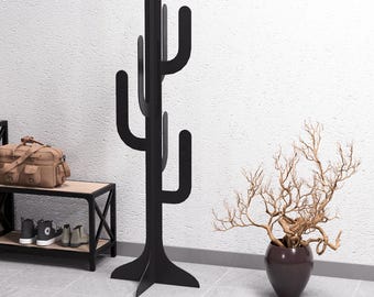Perchero Cactus. Producto digital, archivos DXF y SVG para CNC, Plasma y Láser. Perchero para sombreros y abrigos. Perchero de pie. Perchero colgante.
