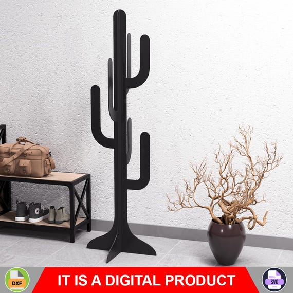 Coat Rack Cactus. Digital Product, Files DXF, SVG for CNC, Plasma