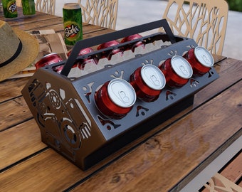 Beer and soda holder Engine V8. Digital product, files DXF, SVG for CNC, Plasma, Laser. Box for can 330ml and 500ml. Diy