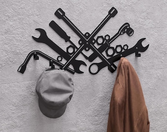 Mechanic Tools Wall Mount Coat rack, Digital product, files DXF, SVG for CNC, Plasma, Laser. Coat Hooks. Coat Hanger. Hanging Clothes Rack