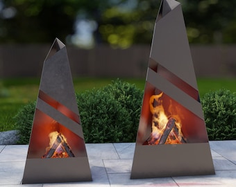 Pyramid V8 2 Sizes. Digital product, files DXF, SVG for CNC, Plasma, Laser. Outdoor Fire Pit, Pyramid Patio Heater. Garden Fireplace. Diy