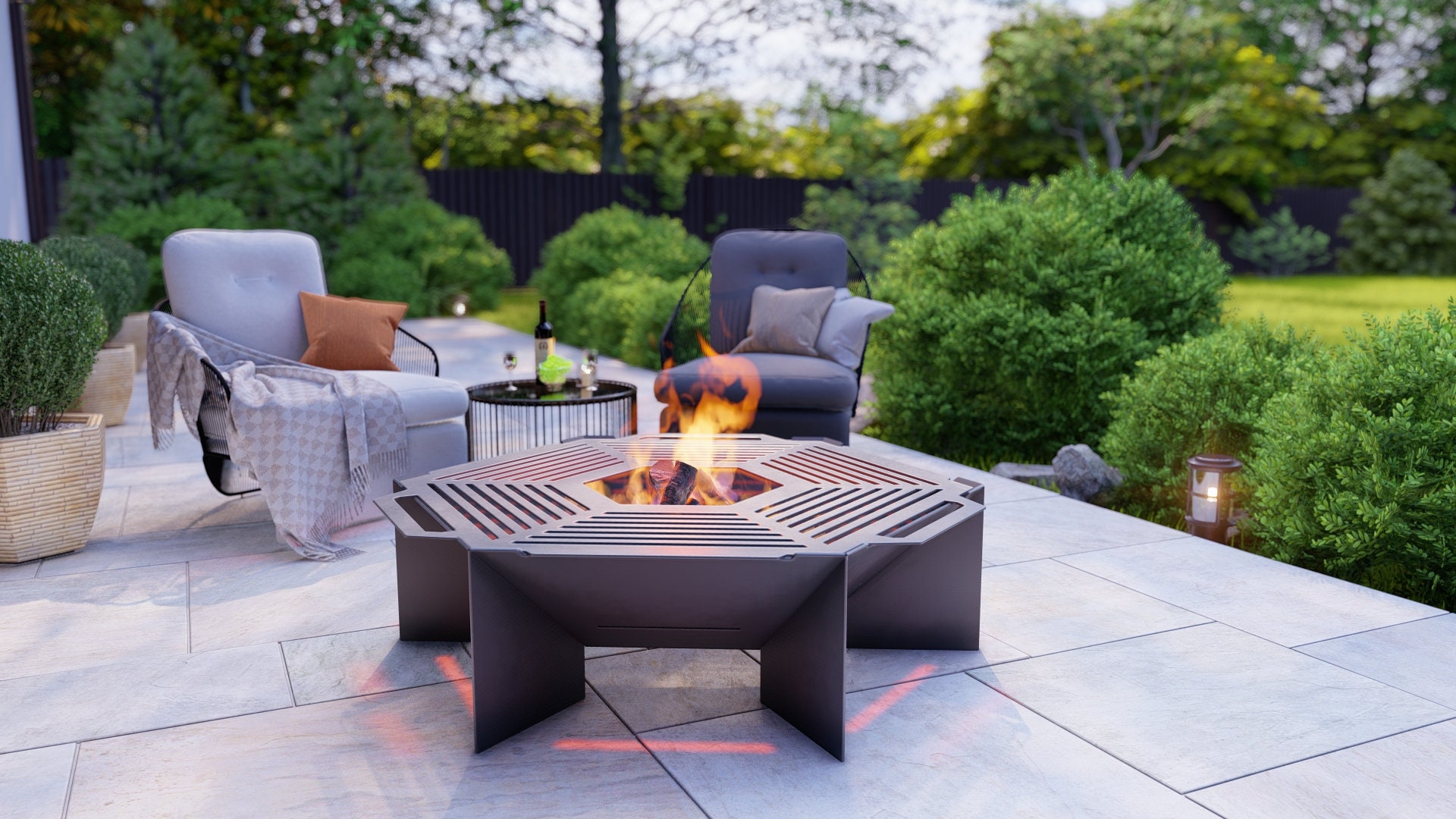 Fire Pit With Grill Hexagon V2. Digital Product, Files DXF, SVG Fire Pit With Grill Hexagon V2. Digital Product, Files DXF, SVG