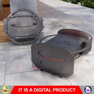 Hockey Fire Pit with Grill. Digital product, files DXF, SVG for CNC, Plasma, Laser. Portable Barbecue, Collapsible bbq for Camping. Diy