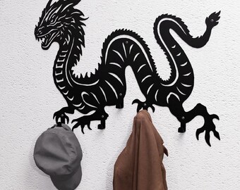 Dragon Wall-Mounted Coat rack, Digital product, files DXF, SVG for CNC, Plasma, Laser. Wall Coatrack. Coat Hanger. Hanging Clothes Rack