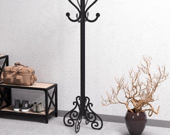 Coat Rack Pattern. Digital product, files DXF, SVG for CNC, Plasma, Laser. Hat and Coat Stand. Freestanding Coat Hanger. Clothes Rack