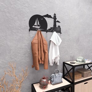 Lighthouse and Sailboat Wall Coat Rack, Digital Product, Files DXF, SVG ...