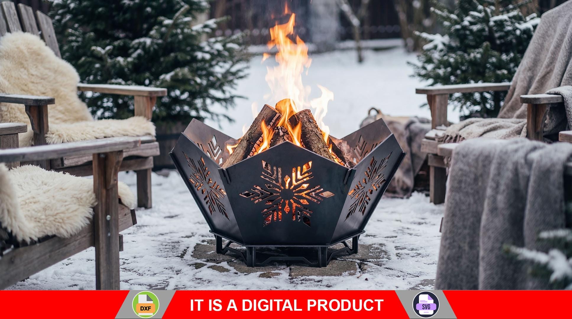 【新品】Makuake FIREPOT4 Fire Pit Hex V4 Snowflake. Digital Product, Files DXF, SVG for CNC
