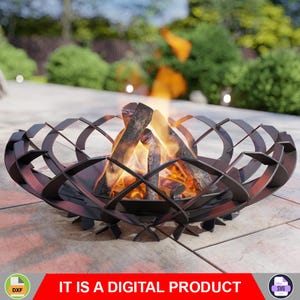 Fire Pit Ember Bloom. Digital product, files DXF, SVG for CNC, Plasma, Laser. Garden Fire Pit, Outdoor Fireplace, Backyard Firepit. Diy.