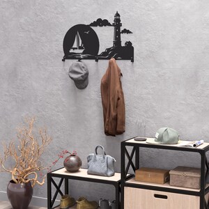 Lighthouse and Sailboat Wall Coat Rack, Digital Product, Files DXF, SVG ...
