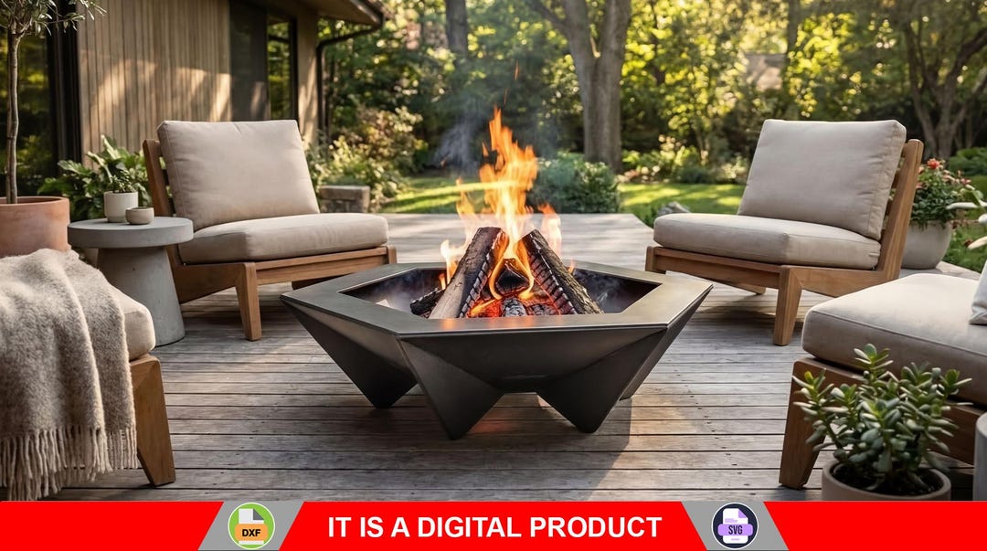 Triangular Fire Place Hexagon Fire Pit With Triangular Legs V1. Digital Product, Files DXF ...