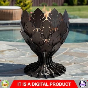 Hojas de copa para fogata. Producto digital, archivos DXF, SVG para CNC, plasma, láser. Chimenea de jardín, fogata exterior, fogata de patio trasero. Hágalo usted mismo.