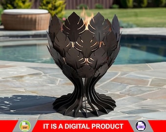 Hojas de copa para fogata. Producto digital, archivos DXF y SVG para CNC, plasma y láser. Chimenea de jardín, fogata exterior, fogata para patio trasero. Hazlo tú mismo.