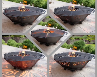 Fire Pit with Grill Octagon 5 in 1. Digital product, files DXF, SVG for CNC, Plasma, Laser. Backyard bbq, Foldable Barbecue for Outdoor. Diy