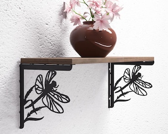 Soportes para estantería Dragonfly. Producto digital, archivos DXF y SVG para corte CNC, plasma y láser. Soporte para estantería.