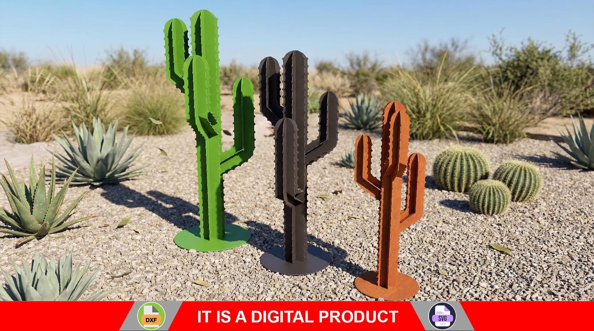 [美品] 3レーシング 1/10 2WD CACTUS Pro メカ付き完成品 Cactus Garden Decor V2 (three Sizes) | DXF Files for CNC Plasma