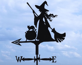 Witch Weather Vane V5 Three Sizes. Digital product, files DXF, SVG for CNC, Plasma, Laser. Roof Decor Weathervane. Wind Vane. Diy