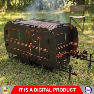 Camper Trailer Fire Pit, Digital product, files DXF, SVG for Cnc, Plasma, Laser. Collapsible FirePit, Bbq, Grill, Mangal, Barbecue, Camping