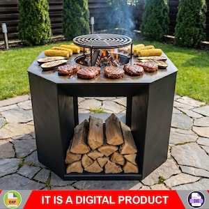 35,5 pouces Stonehenge Fire Pit Grill fichiers DXF et SVG | Plans de découpe laser pour plasma CNC | Barbecue d'extérieur | Barbecue bricolage dans la cour