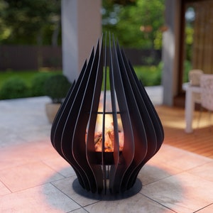 Picture - 3. Drop, welded fire pit for camping or backyard. The DXF and SVG files is ready for CNC, Plasma, Laser, Waterjet cutting. Garden Fire pit, Outdoor Fire Pit. Metal Art Decoration. DIY Metalworking Fire Pit Project Plans.