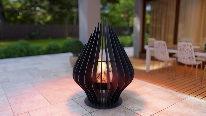Picture - 3. Drop, welded fire pit for camping or backyard. The DXF and SVG files is ready for CNC, Plasma, Laser, Waterjet cutting. Garden Fire pit, Outdoor Fire Pit. Metal Art Decoration. DIY Metalworking Fire Pit Project Plans.