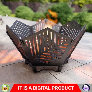 Fogón Hex V3. Producto digital, archivos DXF y SVG para CNC, plasma y láser. Fogón portátil, fogón hexagonal plegable para jardín. Hazlo tú mismo.