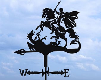 Saint George and the Dragon Weather Vane Three Sizes. Digital product, files DXF, SVG for CNC, Plasma, Laser. Weathervane. Wind Vane. Diy