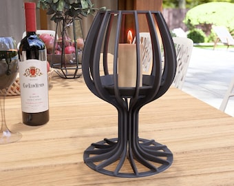 Wineglass Candle Holder. Digital product, files DXF, SVG for CNC, Plasma, Laser, Waterjet Cutting. Сandlestick. Home decor. Diy Metal Art