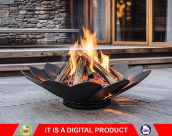 Brasero Flower V4. Producto digital, archivos DXF, SVG para CNC, plasma, láser. Chimenea de jardín, brasero exterior, brasero de patio trasero. Hágalo usted mismo.