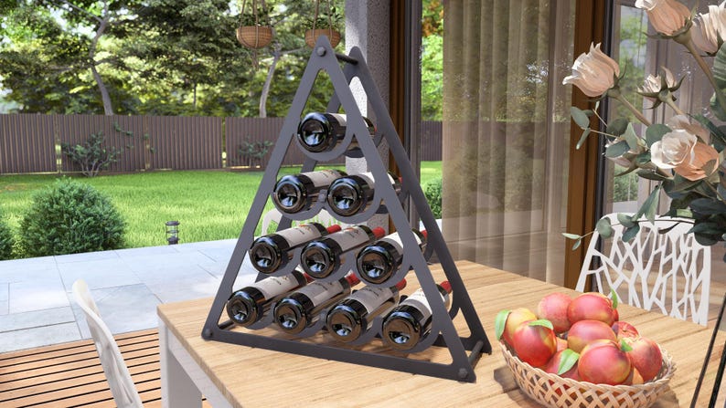 Triangular Wine Rack Wine Rack Peak. Digital Product, Files DXF, SVG for CNC, Plasma, Laser ...