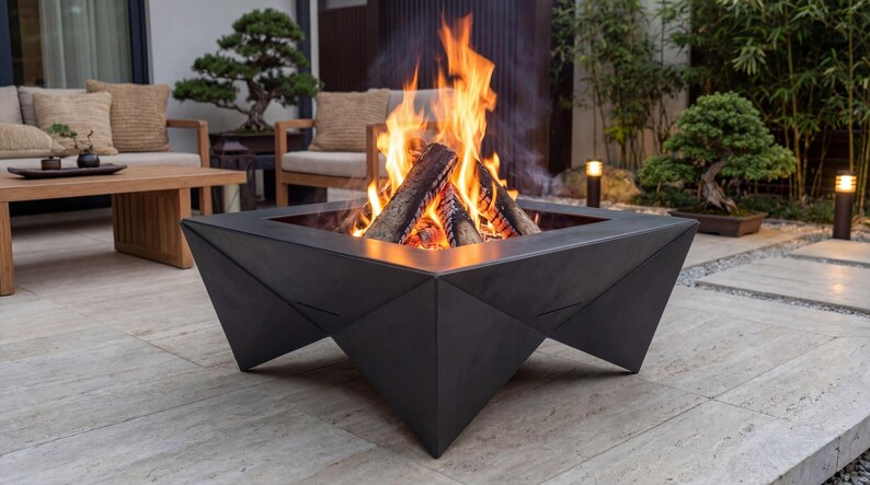 Trangular Forestation Square Fire Pit With Triangular Legs V2. Digital Product, Files DXF ...