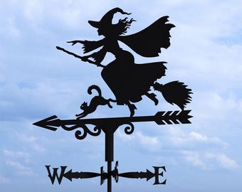 Witch Weather Vane V4 Three Sizes. Digital product, files DXF, SVG for CNC, Plasma, Laser. Roof Decor Weathervane. Wind Vane. Diy