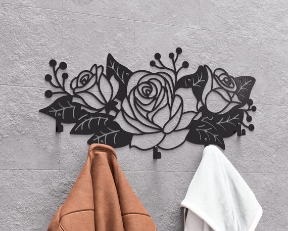 Roses Wall Coat Rack, Digital Product, Files DXF, SVG for CNC