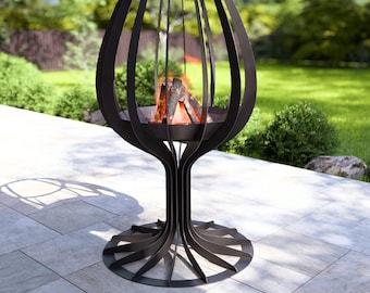 Wineglass 71" Fire Pit, Digital product, files DXF, SVG for CNC, Plasma, Laser, Waterjet. Garden Fireplace, FirePit, Metal Art, Decoration