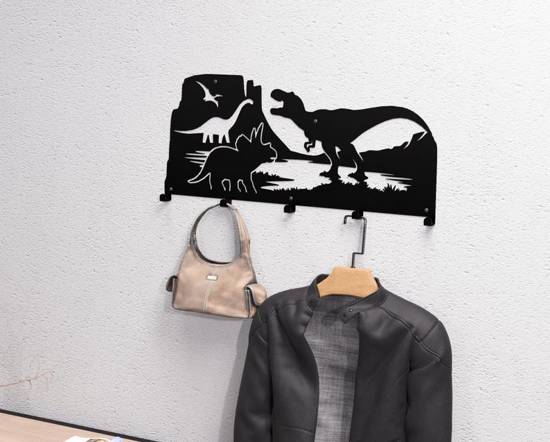 Dinosaurs Wall-mounted Coat Rack, Digital Product, Files DXF, SVG for ...