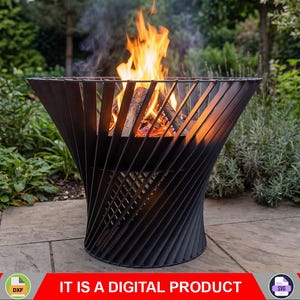 Torre espiral para brasero de 81 cm (32"). Producto digital, archivos DXF y SVG para CNC, plasma y láser. Chimenea de jardín, brasero exterior, brasero para patio trasero.