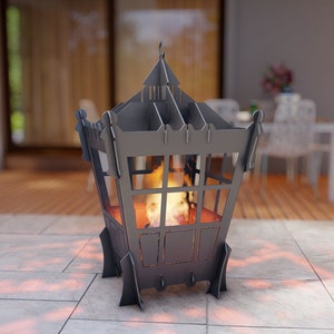 Picture - 5. Flashlight foldable fire pit for camping or backyard. The DXF and SVG files is ready for CNC, Plasma, Laser, Waterjet cutting. Portable Garden Fire pit, Outdoor Fire Pit. Metal Art Decoration. DIY Metalworking Fire Pit Project Plans.